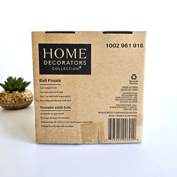 Home Decorators Collection 1 in. Ball Finials In Gunmetal Finish 1 pack - Picture 2 of 5